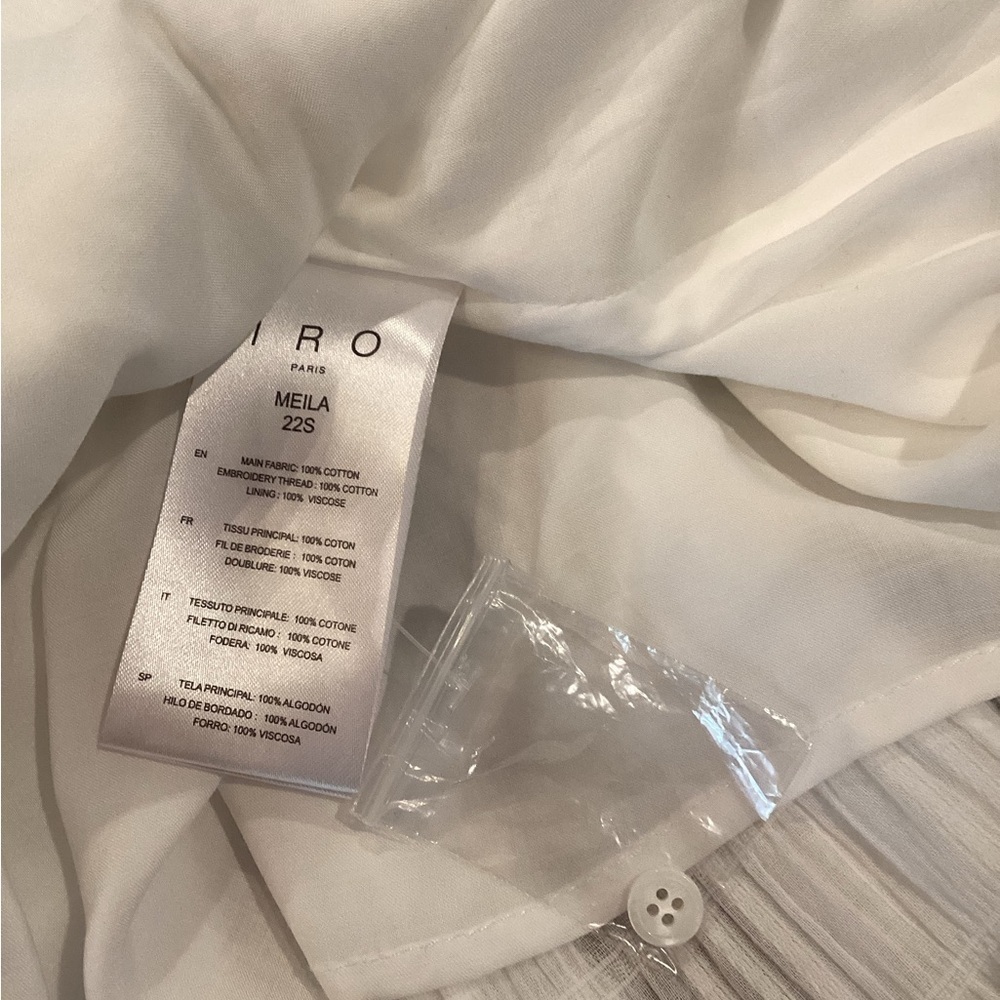 IRO Meila eyelet white cotton mini cold shoulder Longsleeve Mini dress 38 nwt - Picture 14 of 14